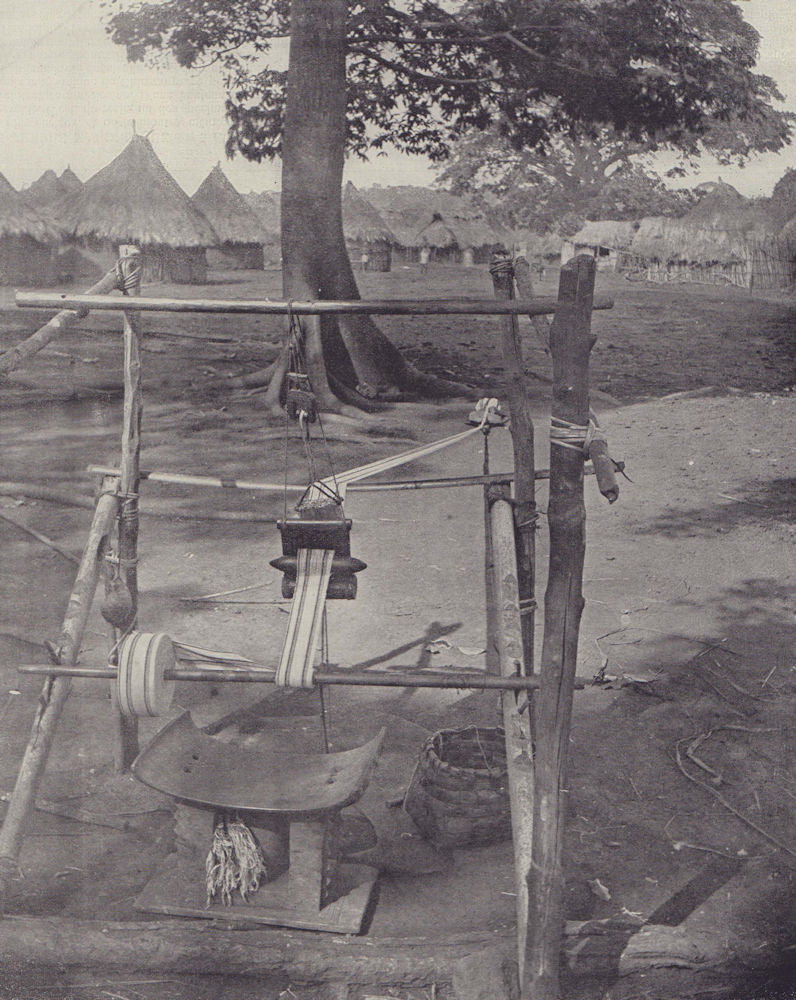 The weaver's craft, Ivory Coast. STODDARD 1895 old antique print picture